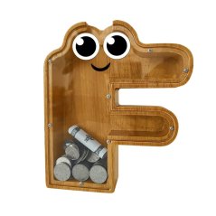 Wooden money box - Letter F