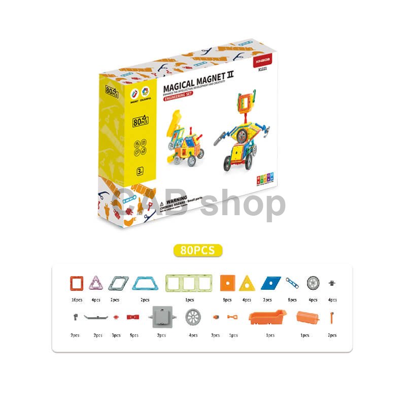 Magnetická stavebnice Engineering set 80ks - Magical Magnet II