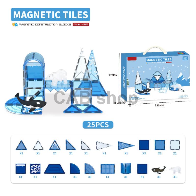 Zestaw magnetyczny Ocean sada 25szt. - Magnetic Tiles