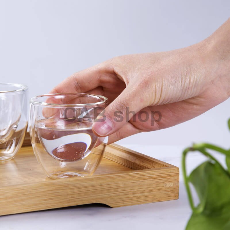 Double-walled thermos cup 80ml - clear set of 6