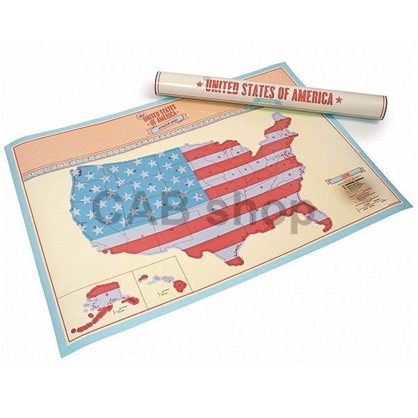 Stírací mapa světa USA 82,5 × 59,5 cm