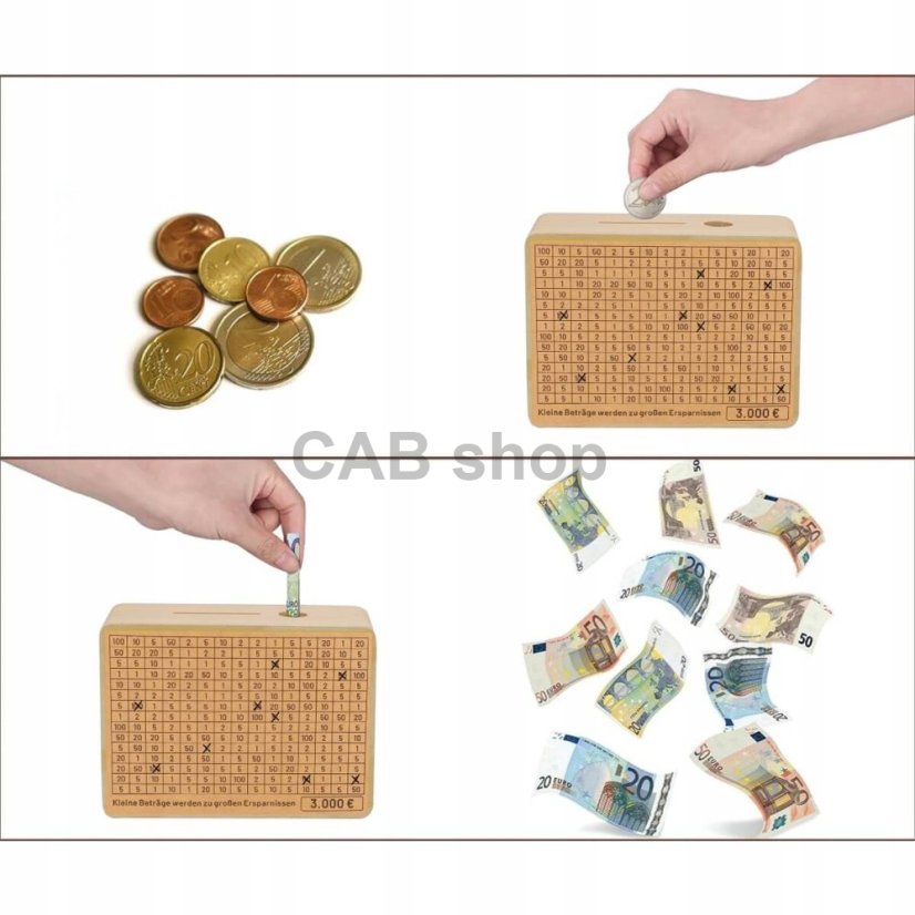 Pokladnička na šetrenie peňazí od 500 do 10 000€ - svetlo hnedá