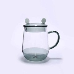 Hrnček s jedným sklom a viečkom - transparent black