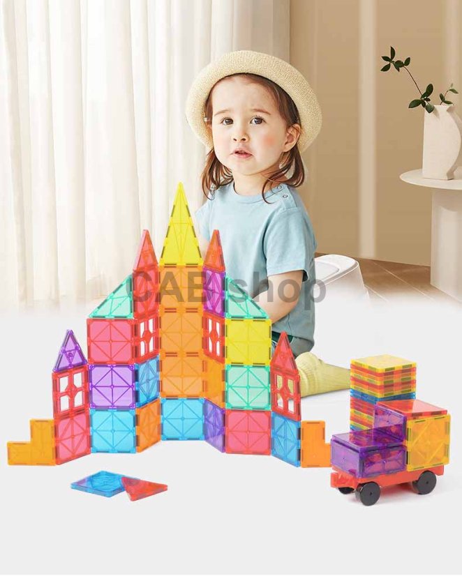Klocki magnetyczne dla dzieci zestaw 120 szt. - Magnetic Building Tiles