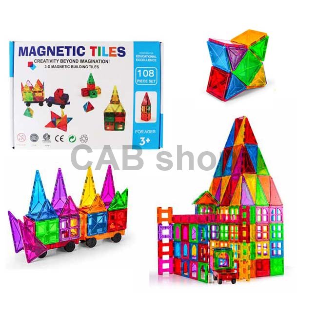 Magnetická stavebnice pro děti sada 108ks – Magnetic Tiles