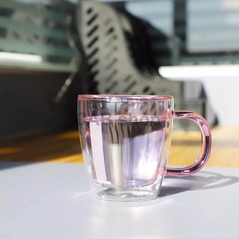 Thermo mug with double glass 300ml - pink