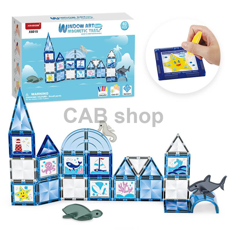 Magnetická stavebnica Window Art Ocean 40ks – Magnetic Tiles