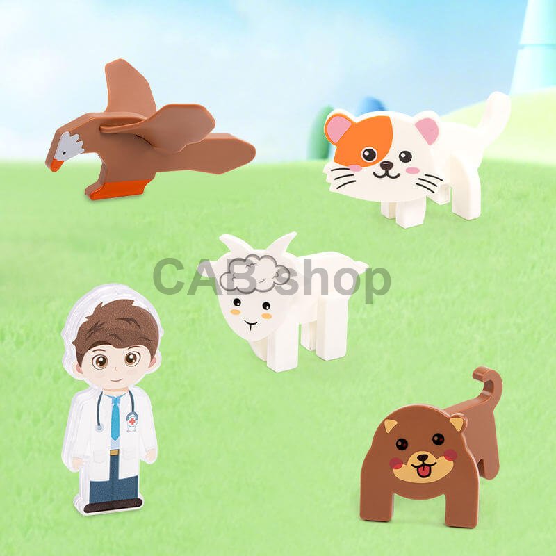 Magnetická stavebnica Pet Clinic Magnetic Tiles – veterinárna klinika, 28 ks