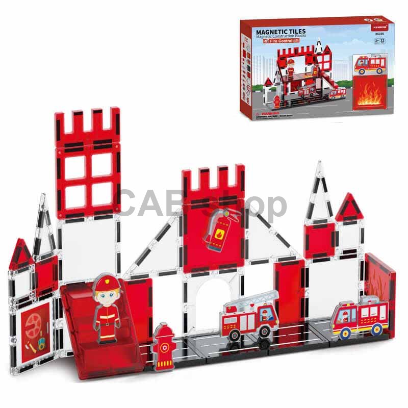 Magnetická stavebnice Fire control 32ks - Magnetic Tiles
