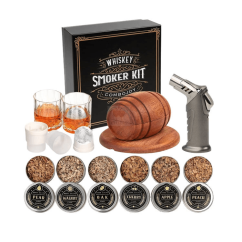 Luxusní sada pro uzení whisky Whisky Smoker XL – 18dílná dárková sada se sklenicemi a 6 druhy dřevěných štěpků
