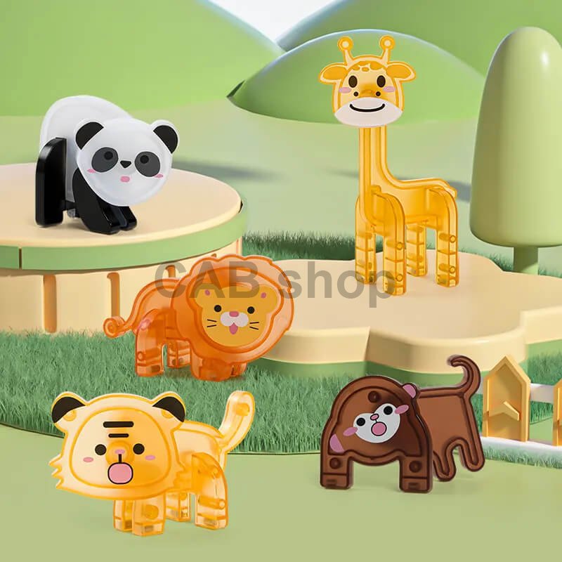 Mágneses építőkészlet Animal sada 30ks - Magnetic Tiles