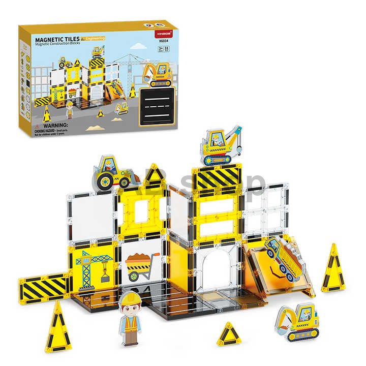 Magnetic building set Engineering 31pcs - Magnetic Tiles
