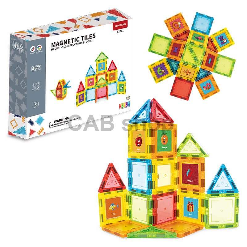 Magnetická stavebnica 46ks sada - Magnetic Tiles