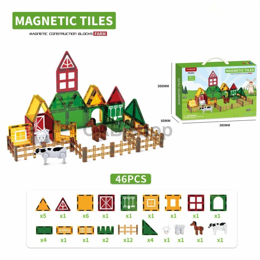 Magnetická stavebnica Farm sada 46ks - Magnetic Tiles
