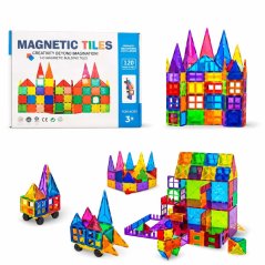Mágneses építőkészlet gyerekeknek 120 db-os készlet – Magnetic Tiles