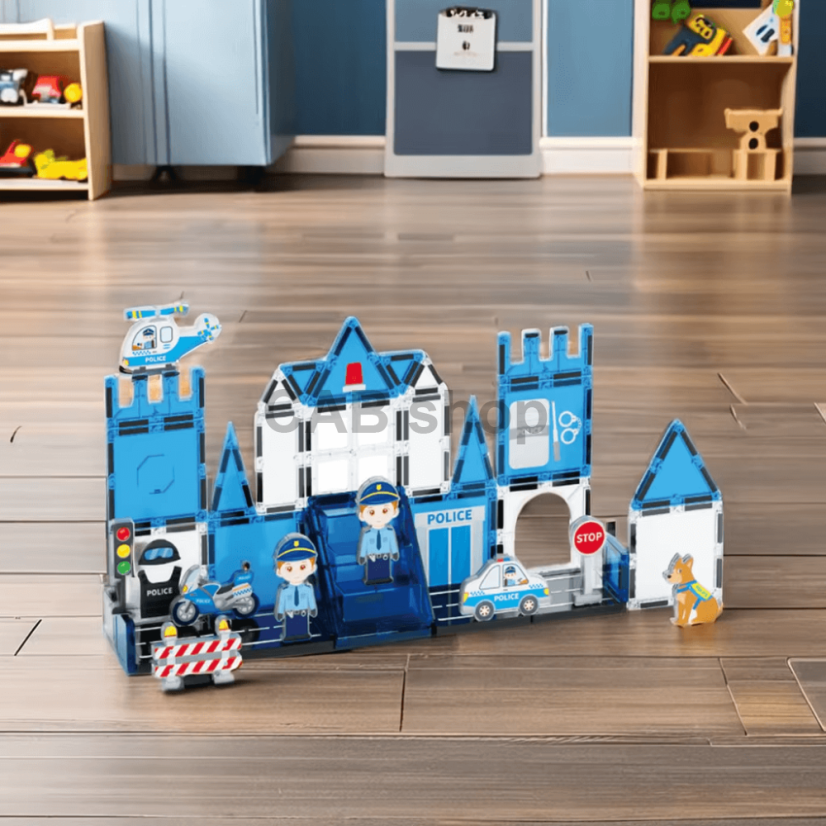 Magnetic building set Police 42pcs - Magnetic Tiles
