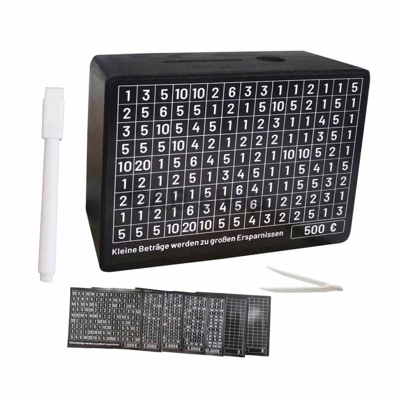 Pokladnička na šetření peněz od 500 do 10 000€  - černá
