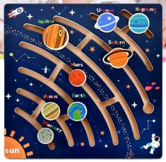 Labirint Montessori – tablă educațională din lemn pentru copii - Spațiu