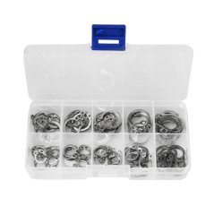 Sada vnějších pojistných kroužků DIN 471 – 100 ks, průměr 8–18 mm, pojistné kroužky typu C