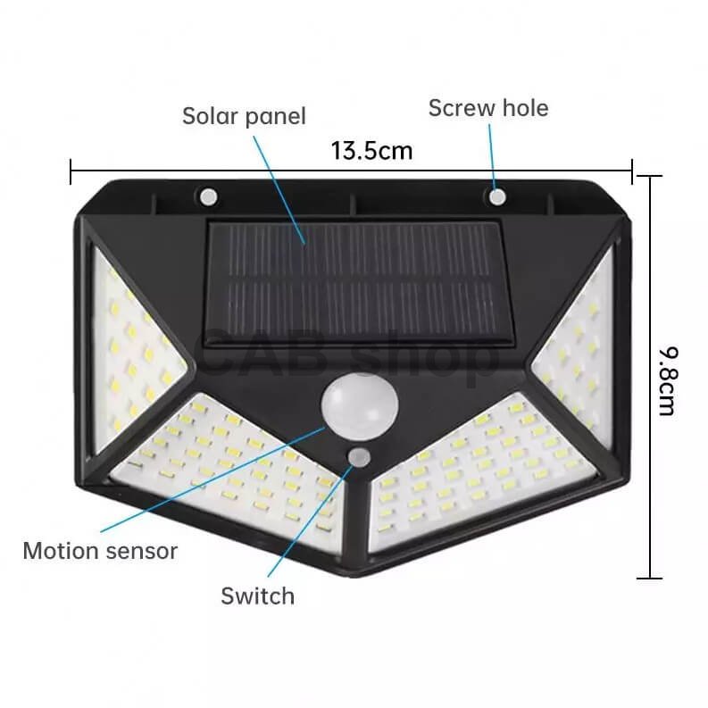 Zewnętrzna lampa solarna LED 100 z czujnikiem