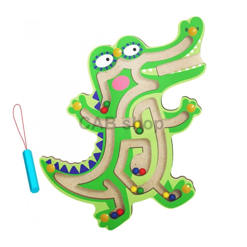 Drevené magnetické bludisko krokodíl