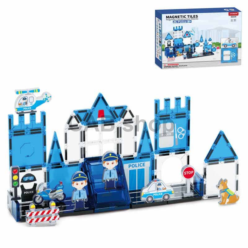 Magnetická stavebnica Police 42ks - Magnetic Tiles