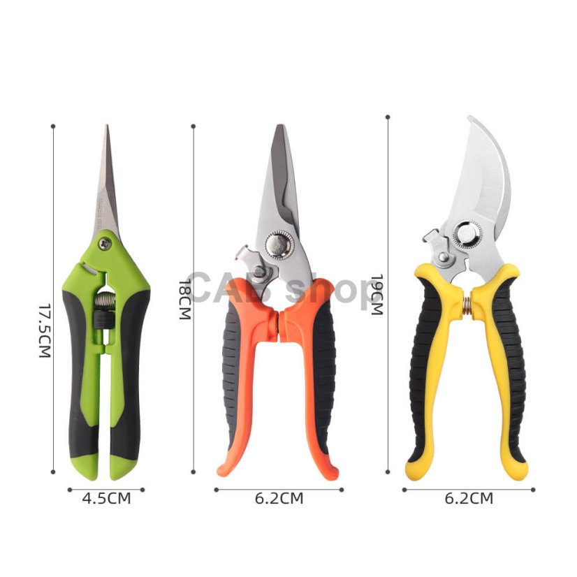 3 darabos kerti olló készlet – rozsdamentes, növények vágására