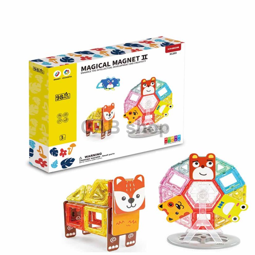 Zestaw magnetyczny Happy Animal 98 szt. - Magical Magnet II