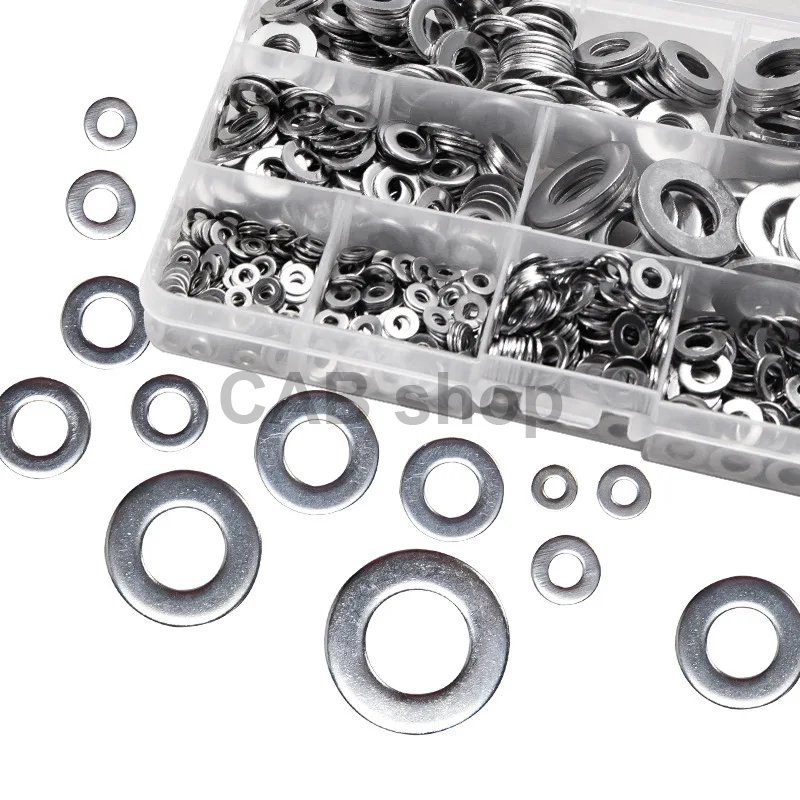 Stainless steel washers from M2 to M12 - 1010pcs set