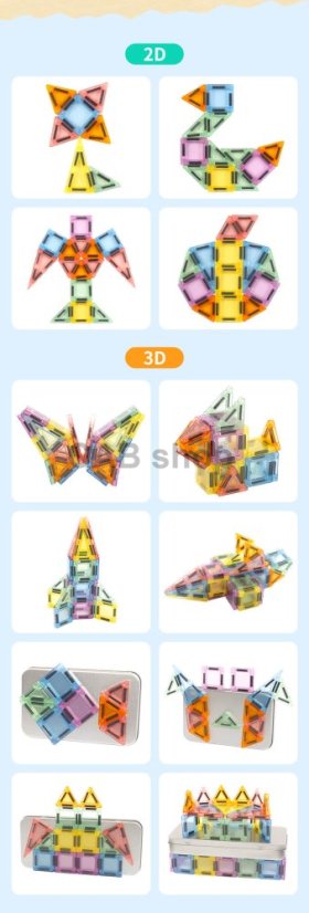 Klocki magnetyczne Magnetic Tiles Mini 30 el. w metalowej puszce