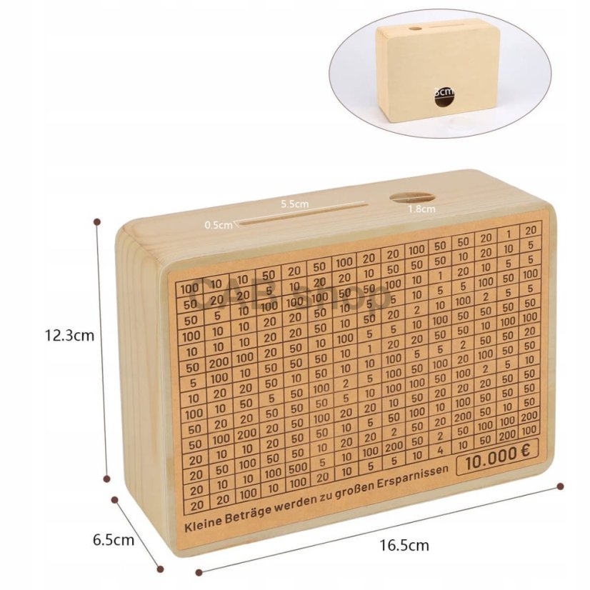 Pokladnička na šetrenie peňazí od 500 do 10 000€ - svetlo hnedá